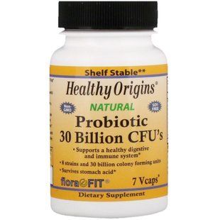 Пробиотики, Probiotic 30 Billion CFU's, Healthy Origins, 30 млрд КОЕ, 7 вегетарианских капсул купить в Киеве и Украине