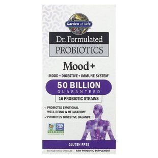 Garden of Life, Dr. Formulated Probiotics, Mood+, 50 Billion, 60 Vegetarian Capsules купить в Киеве и Украине