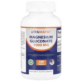 Vitamatic, глюконат магния 1000 мг, 180 таблеток купить в Киеве и Украине