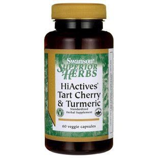 Пирог с вишней и куркумой - Особенности HiActives, Tart Cherry & Turmeric - Features HiActives Tart Cherry, Swanson, 60 капсул купить в Киеве и Украине