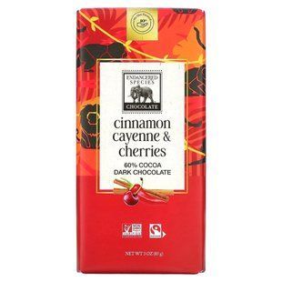 Корица Кайенна и вишня + темный шоколад, Endangered Species Chocolate, 85 г купить в Киеве и Украине