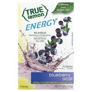 True Citrus, True Lemon, Energy, Blueberry Acai, 6 Packets, 0.095 oz (2.7 g) Each купить в Киеве и Украине