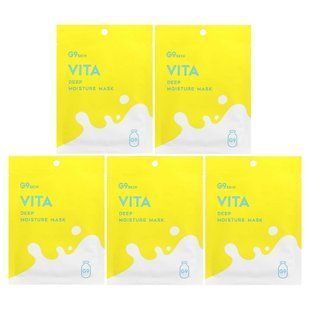 G9skin, Vita, Deep Moisture Beauty Mask, Milk, 5 Sheets, 0.74 fl oz (22 ml) Each купить в Киеве и Украине