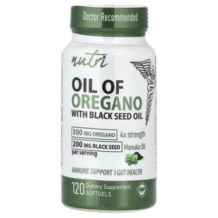 Олія орегано з олією чорного кмину Nutri (Oregano Oil with Black Seed Oil) 120 капсул