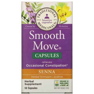 Лист сенны, Smooth Move капсул, Senna, Traditional Medicinals, 50 капсул купить в Киеве и Украине