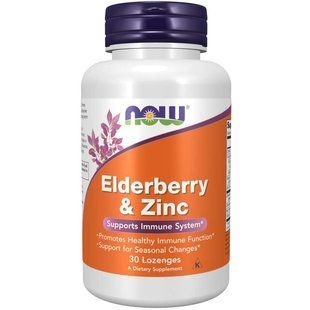 Черная бузина и цинк Now Foods (Elderberry & Zinc) 30 леденцов купить в Киеве и Украине
