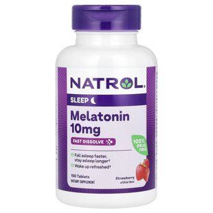 Мелатонин быстрое растворение максимальная сила клубника Natrol (Melatonin Sleep) 10 мг 100 таблеток купить в Киеве и Украине