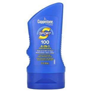 Coppertone, Sport, Sunscreen Lotion, 4-In-1 Performance, SPF 100, 3 fl oz (89 ml) купить в Киеве и Украине
