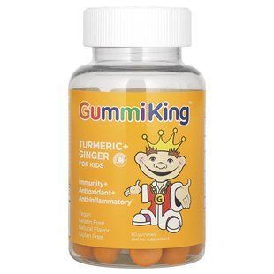 Turmeric Ginger for Kids Healthy Immune System Mango Flavor GummiKing 60 Chewable Candies