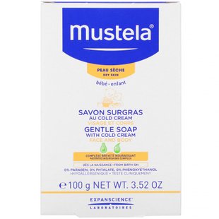 Нежное детское мыло с холодным кремом, Baby Gentle Soap with Cold Cream, Mustela, 3,52 унции (100 г) купить в Киеве и Украине