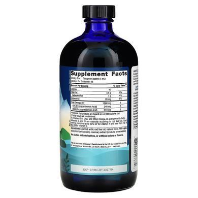 Риб'ячий жир рідкий з печінки арктичної тріски Nordic Naturals (Cod Liver Oil) 473 мл зі смаком апельсина
