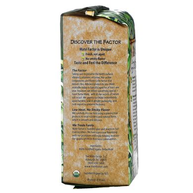 Органічний Йєрба Мате, Свіжий зелений листовий трав'яний чай, Mate Factor, 12 унцій (340 г)