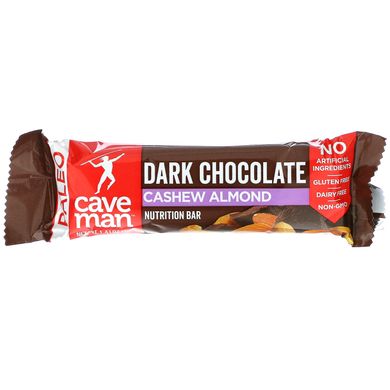 Caveman Foods, Дієтичні батончики, чорний шоколад, кешью та мигдаль, 12 батончиків по 1,41 унції (40 г) кожен