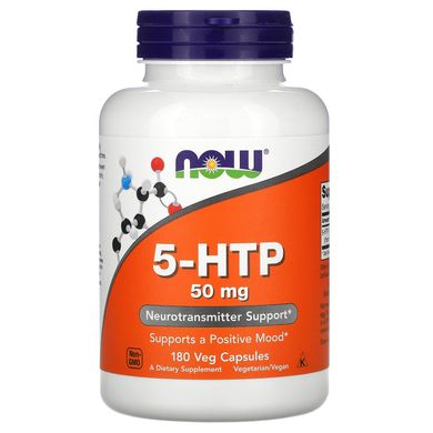 Гідрокситриптофан Now Foods (5-HTP Hydroxytryptophan) 50 мг 180 вегетаріанських капсул