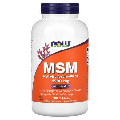 МСМ метилсульфонілметан Now Foods (MSM) 1500 мг 200 таблеток