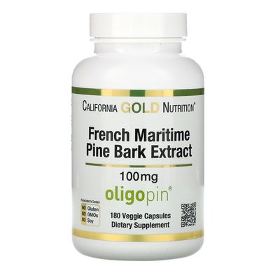 Екстракт французької морської сосни California Gold Nutrition 100 мг 180 вегетаріанських капсул