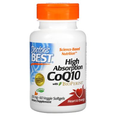 Коензим Q10 з біоперіном Doctor's Best (High Absorption CoQ10) 200 мг 60 капсул