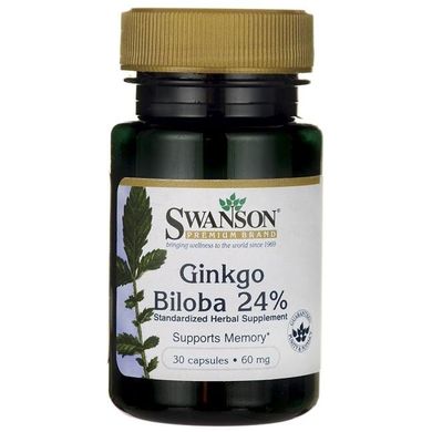 Гинкго Билоба, Ginkgo Biloba Extract, Swanson, 60 мг, 30 капсул купить в Киеве и Украине