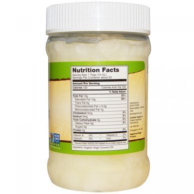 Organic Natural Coconut Oil Now Foods 355 ml