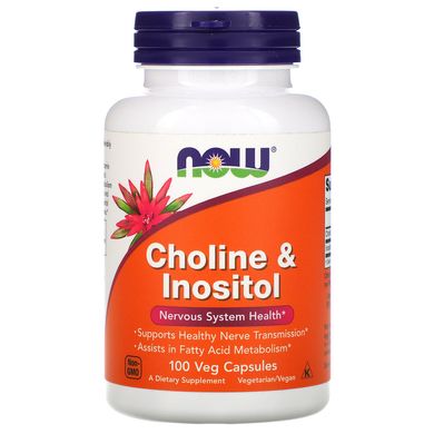 Холін та Інозитол Now Foods (Choline and Inositol) 500 мг 100 капсул