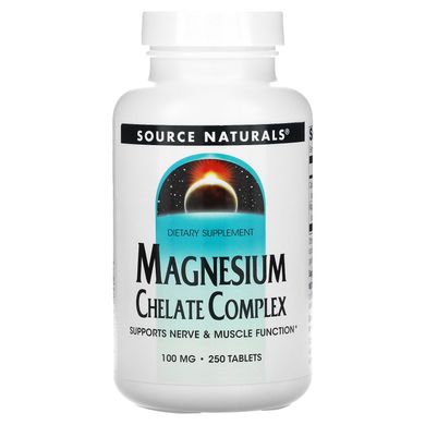 Магнію хелат, Magnesium Chelate, Source Naturals, 100 мг, 250 таблеток