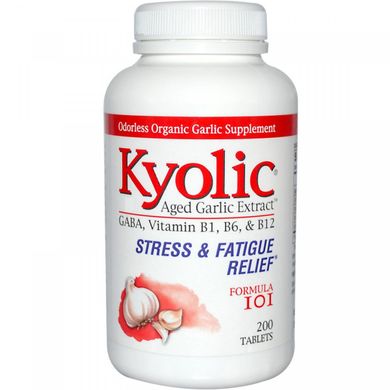 Екстракт зрілого часнику, допомога при стресі і втомі, формула 101, Kyolic, 200 таблеток