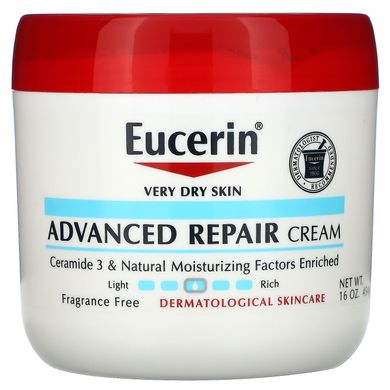 Вдосконалений відновлюючий крем для дуже сухої шкіри, без ароматизаторів, Advanced Repair Cream, Use After Hand Washing, Eucerin, 454 г