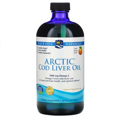 Риб'ячий жир рідкий з печінки арктичної тріски Nordic Naturals (Cod Liver Oil) 473 мл зі смаком апельсина