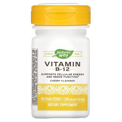 Вітамін B12 Nature's Way (Vitamin B12) 2000 мкг 100 льодяників зі смаком вишні