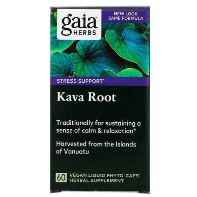 Корінь кава-кави, Gaia Herbs, 60 рослинних рідких фітокапсул