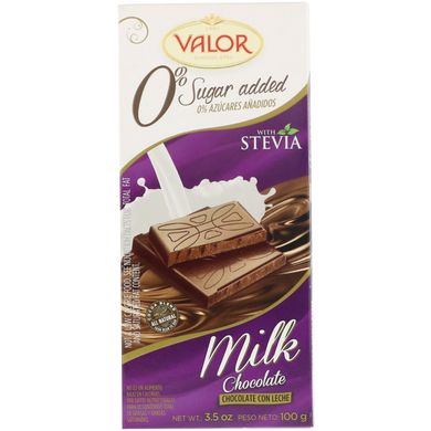 0% цукру, молочний шоколад, Valor, 3,5 унції (100 г)