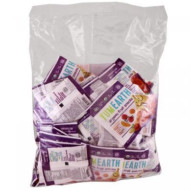Organic fruit snack, banana blast, strawberry boost, very cherry, perfect peach, YumEarth, 50 snack packs, 0.7 oz (19.8 g) each.