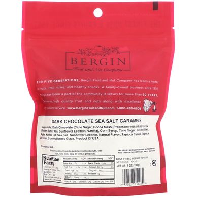 Черный шоколад и карамель с морской солью, Bergin Fruit and Nut Company, 198 г купить в Киеве и Украине