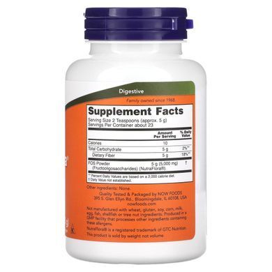 Фруктоолігосахариди Now Foods (Nutra Flora FOS) 113 г