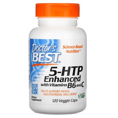 5-HTP з посиленими вітамінами B6 і C, 5-HTP Enhanced with Vitamins B6 & C, Doctor's Best, 120 рослинних капсул