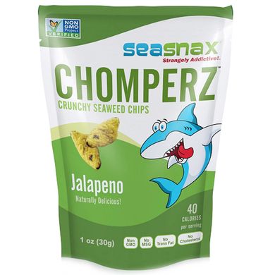 Chomperz, хрустящие чипсы из морских водорослей, с перцем халапеньо, SeaSnax, 1 унций (30 г) купить в Киеве и Украине
