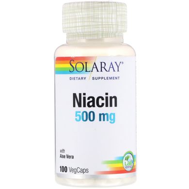 Ніацин Вітамін B3 Solaray (Niacin Vitamin B3) 500 мг 100 капсул