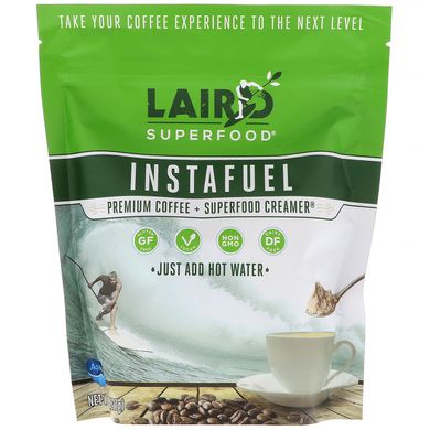 InstaFuel, розчинна кава преміум-якості + сливочник, Laird Superfood, 8 унц (227 г)