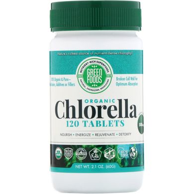 Органічна хлорелла Green Foods Corporation (Chlorella) 120 таблеток