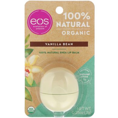 100% натуральний бальзам для губ ши, ванільний, 100% Natural Shea Lip Balm, Vanilla Bean, EOS, 7 г