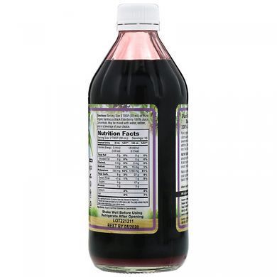 100% Elderberry Juice Concentrate, Unsweetened, Dynamic Health Laboratories, 473 ml