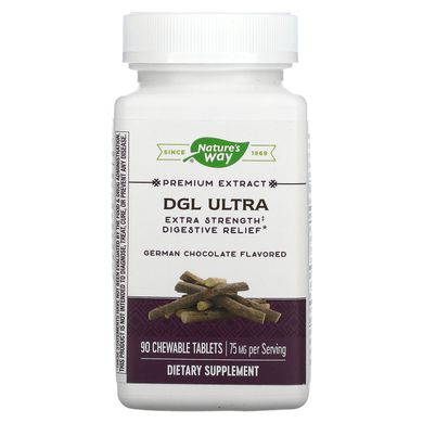 Nature's Way, DGL Ultra, сильне полегшення травлення, німецький шоколад, 75 мг, 90 жувальних таблеток