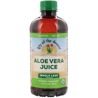 Сік алое вера з цілісного листя Lily of the Desert (Organic Aloe Vera Juice Whole Leaf) 946 мл без смаку