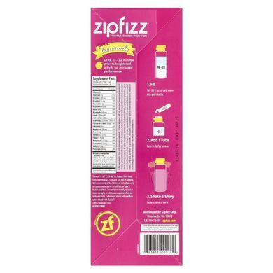 Zipfizz, Суміш здорової спортивної енергії з вітаміном B12, рожевий лимонад, 20 тюбиків, по 0,39 унції (11 г) кожна