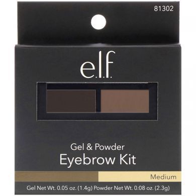 Набір для брів, гель - порошок, середній, гель, ELF Cosmetics, 0,05 унції (1,4 г) - порошок 0,08 унції (2,3 г)