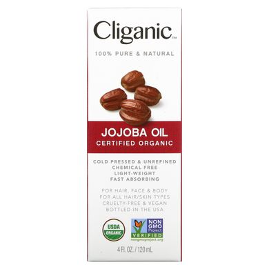 Cliganic, на 100% чисте та натуральне масло жожоба, 120 мл (4 рідк. унції)