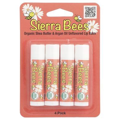 Organic lip balm Sierra Bees 4 pieces in a package with shea butter and argan oil