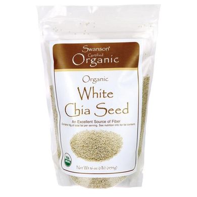 Органічне біле насіння чіа, Organic White Chia Seed, Swanson, 454 г