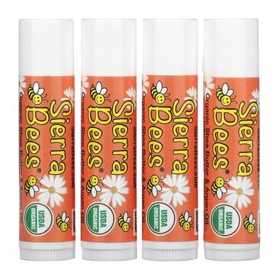 Органічний бальзам для губ Sierra Bees (Organic Lip Balm) 4 штуки в упаковці масло ши і арганове масло