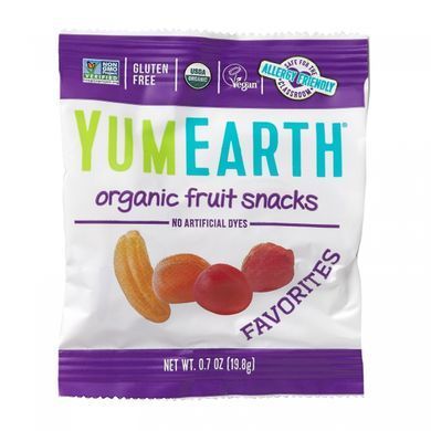 Organic fruit snack, banana blast, strawberry boost, very cherry, perfect peach, YumEarth, 50 snack packs, 0.7 oz (19.8 g) each.